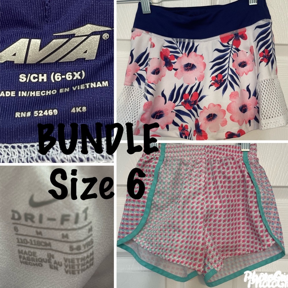 💜💜BUNDLE- Avia girls skort Size S (6-6X) Nike Girls Shorts Sz 6 Mint Condition